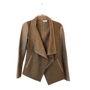 Vince Tan Blazer with Lamb Leather Accents Size Small